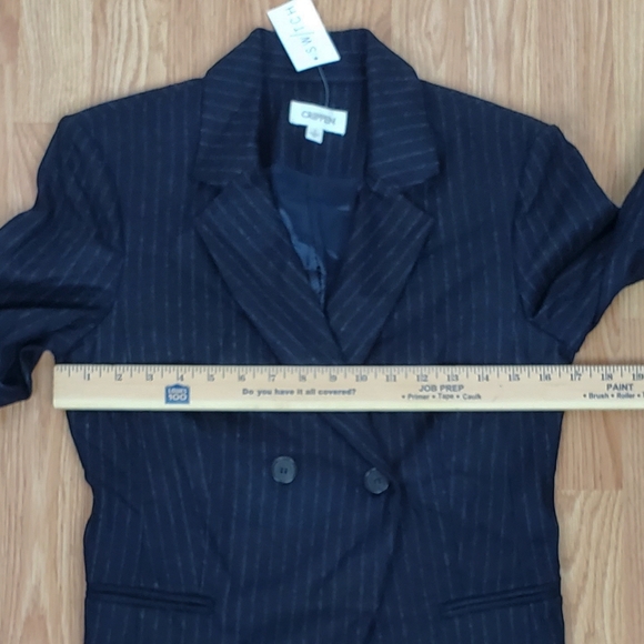 NWT Crippen size S wool alpaca blend long sleeve striped 2 buttons blazer navy - Picture 9 of 11